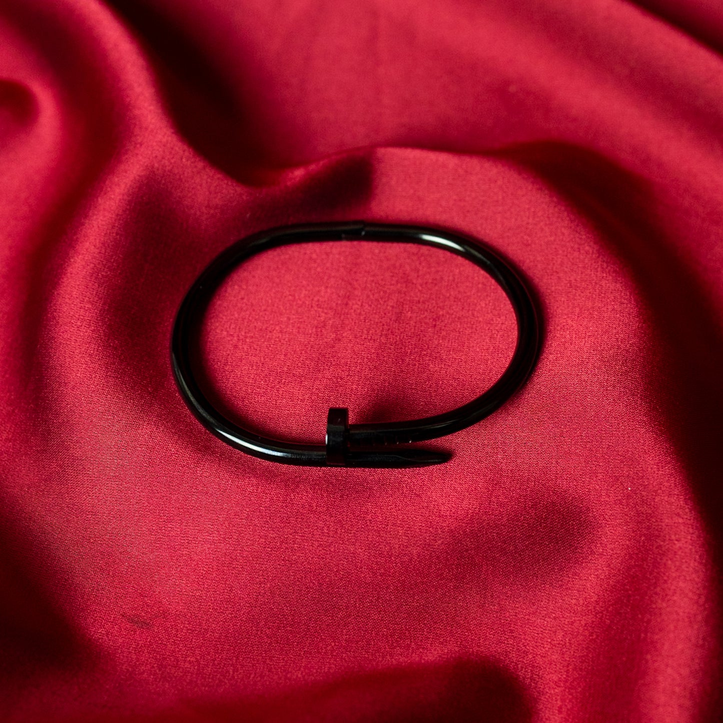 Unisex Minimal Nail & Screw Bangle in Inky Black
