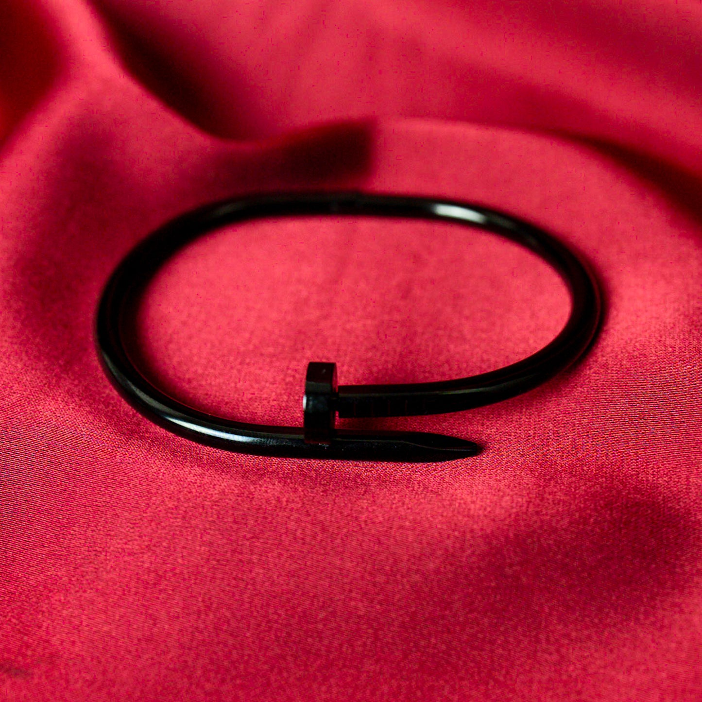Unisex Minimal Nail & Screw Bangle in Inky Black
